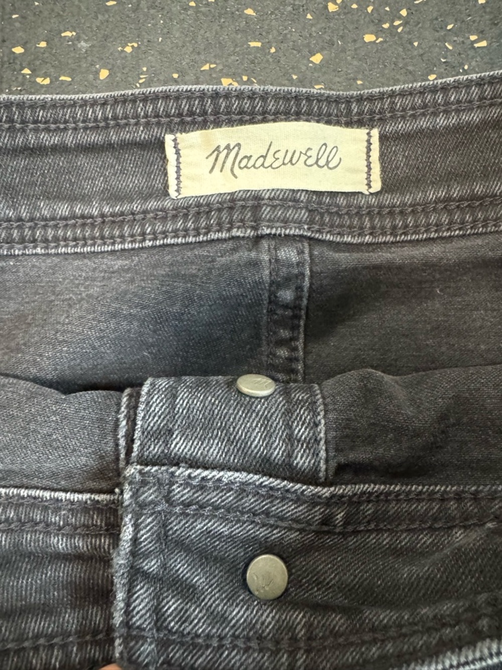 Madewell Black Button-Front Denim Mini Skirt - Picture 3 of 6